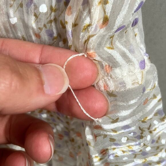 VTG “The Silk Farm” Designed By Incinoo Cream 100% Silk Midi Sheer Dress Sz L - Picture 6 of 14